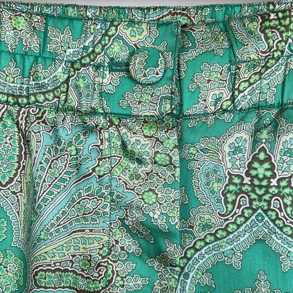 NWT J. Crew Ratti Paisley Wide Leg Pant Lounge Green 4 - Picture 7 of 13
